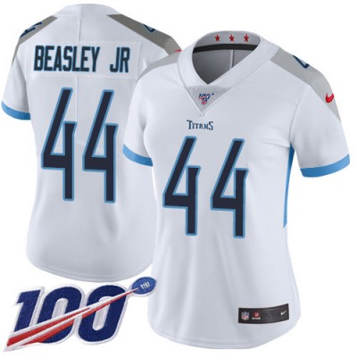 Nike Tennessee Titans #44 Vic Beasley Jr White Women's Stitched NFL 100th Season Vapor Untouchable Limited Jersey